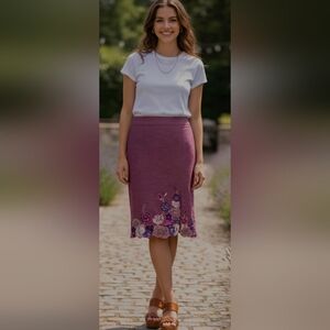 Nanette Lepore Plum Floral Pencil Skirt